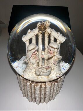 Ivory Nativity Snow Globe with Baby Jesus